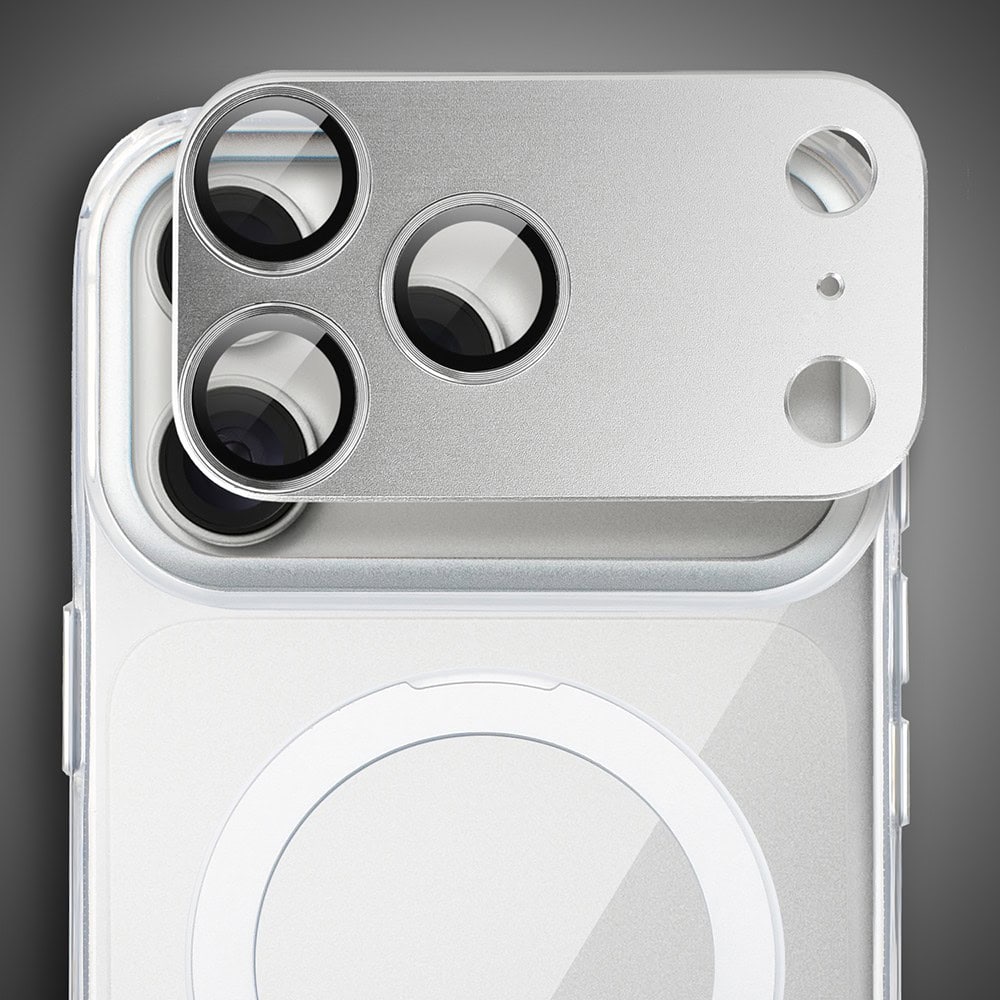 etui do iphone 18 pro max metal clear cam magsafe stand z podstawką, twarde, przeźroczyste