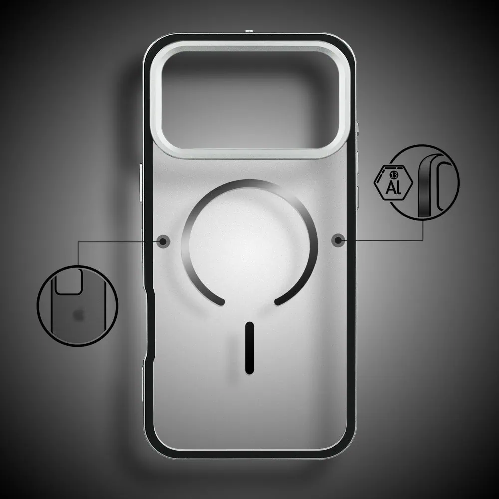 Etui do iPhone 18 Pro Max Metal Defender, metalowa ramka z MagSafe, srebrne (10) etui do iphone 18 pro max metal defender, metalowa ramka z magsafe, srebrne