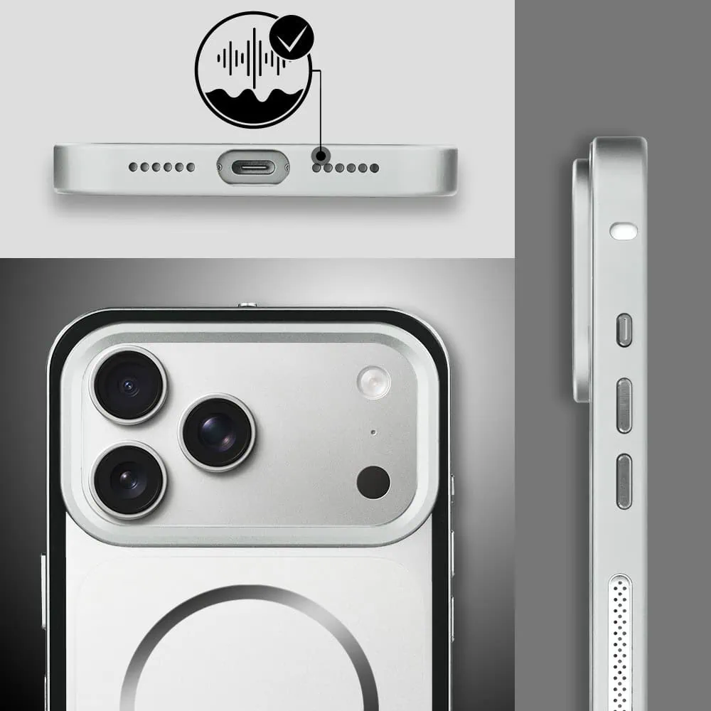 Etui do iPhone 18 Pro Max Metal Defender, metalowa ramka z MagSafe, srebrne (4) etui do iphone 18 pro max metal defender, metalowa ramka z magsafe, srebrne