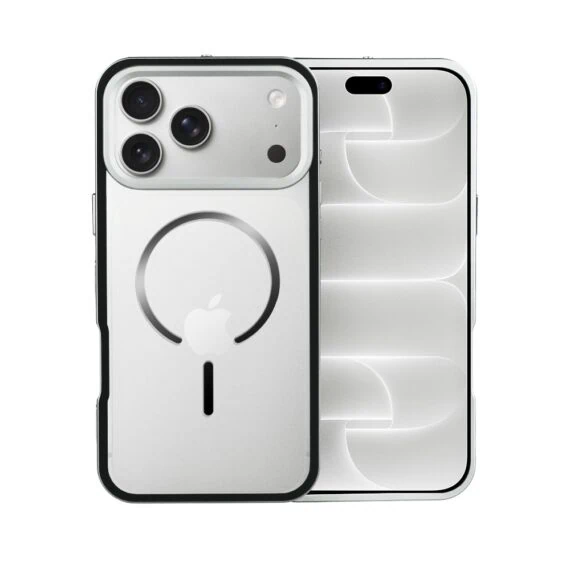 etui do iphone 18 pro max metal defender, metalowa ramka z magsafe, srebrne