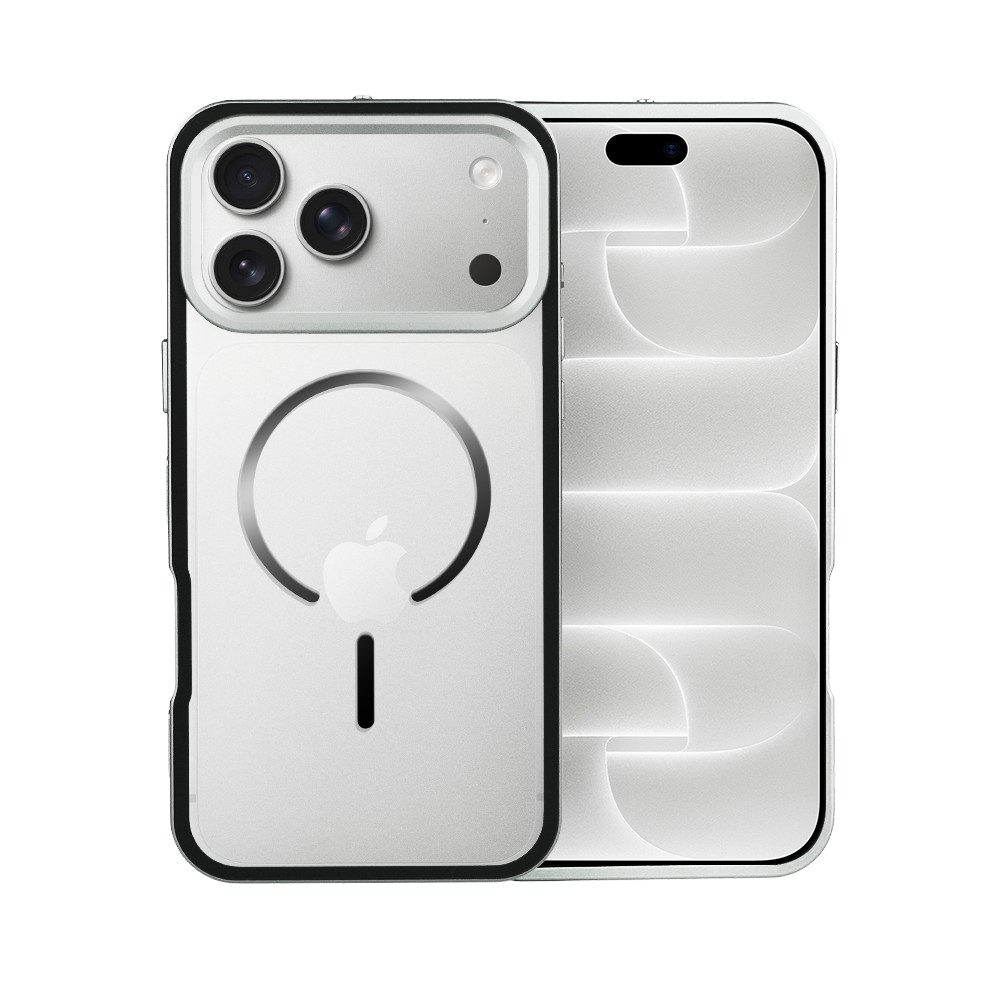 etui do iphone 18 pro max metal defender, metalowa ramka z magsafe, srebrne