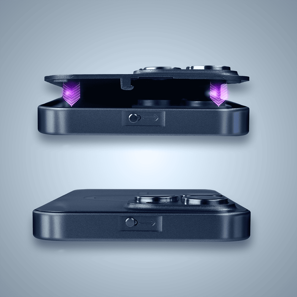 etui do iphone 18 pro metal solid magsafe, pełny tył z metalową ramką i osłoną aparatu, granatowe