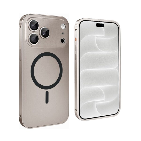 Etui do iPhone 18 Pro Metal Solid MagSafe, pełny tył z metalową ramką i osłoną aparatu, pustynny brąz