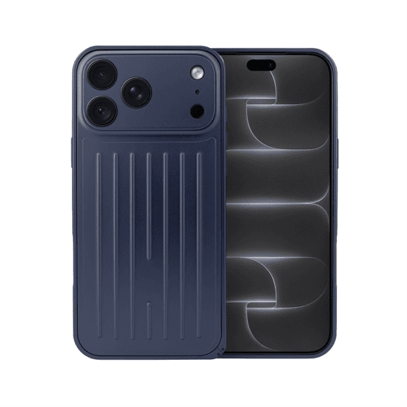 etui do iphone 18 pro max metal supreme, metalowa ramka i tył, granatowe