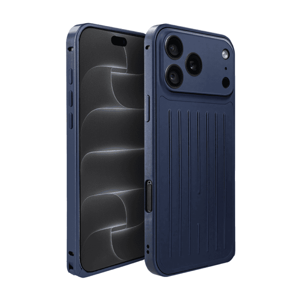Etui do iPhone 18 Pro Metal Supreme, metalowa ramka i tył, granatowe