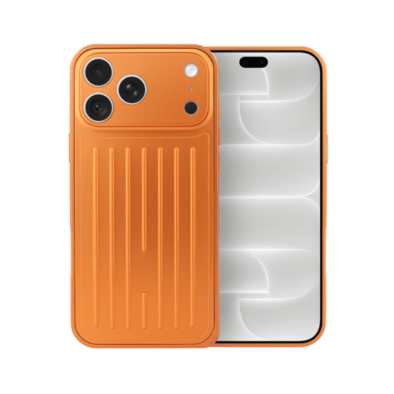 etui do iphone 18 pro max metal supreme, metalowa ramka i tył, pomarańczowe