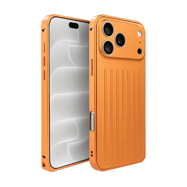 Etui do iPhone 18 Pro Metal Supreme, metalowa ramka i tył, pomarańczowe