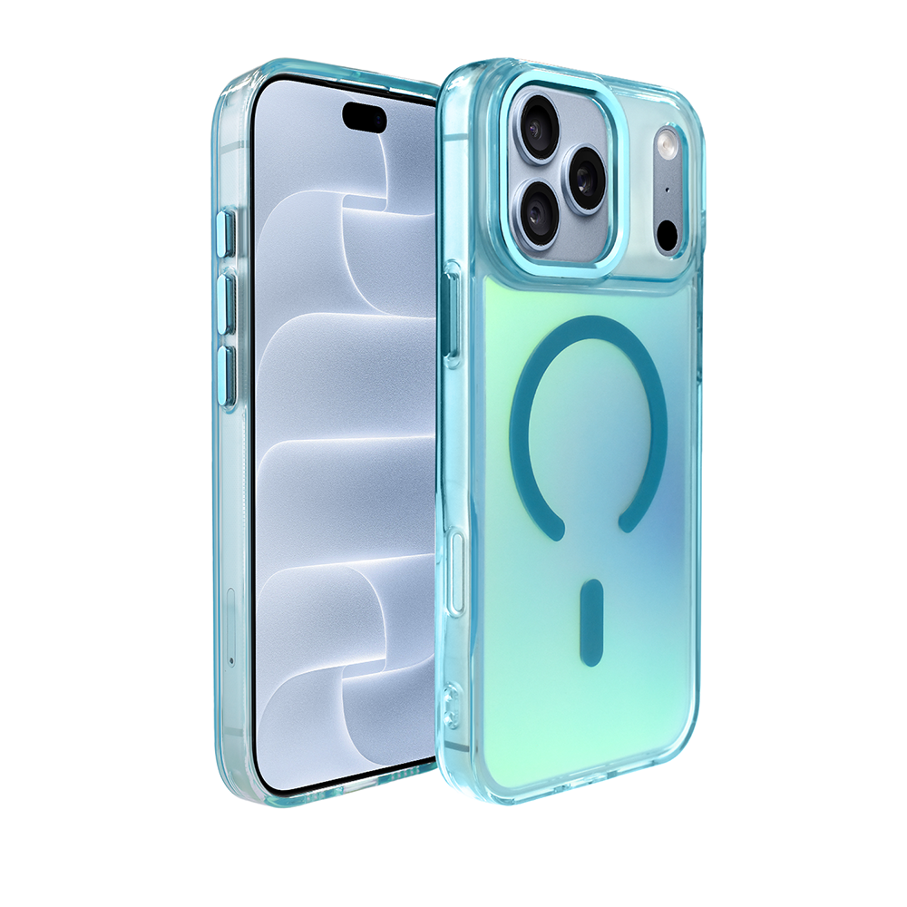 etui do iphone 18 pro max miami vibe z magsafe, zmieniające kolor, niebieskie