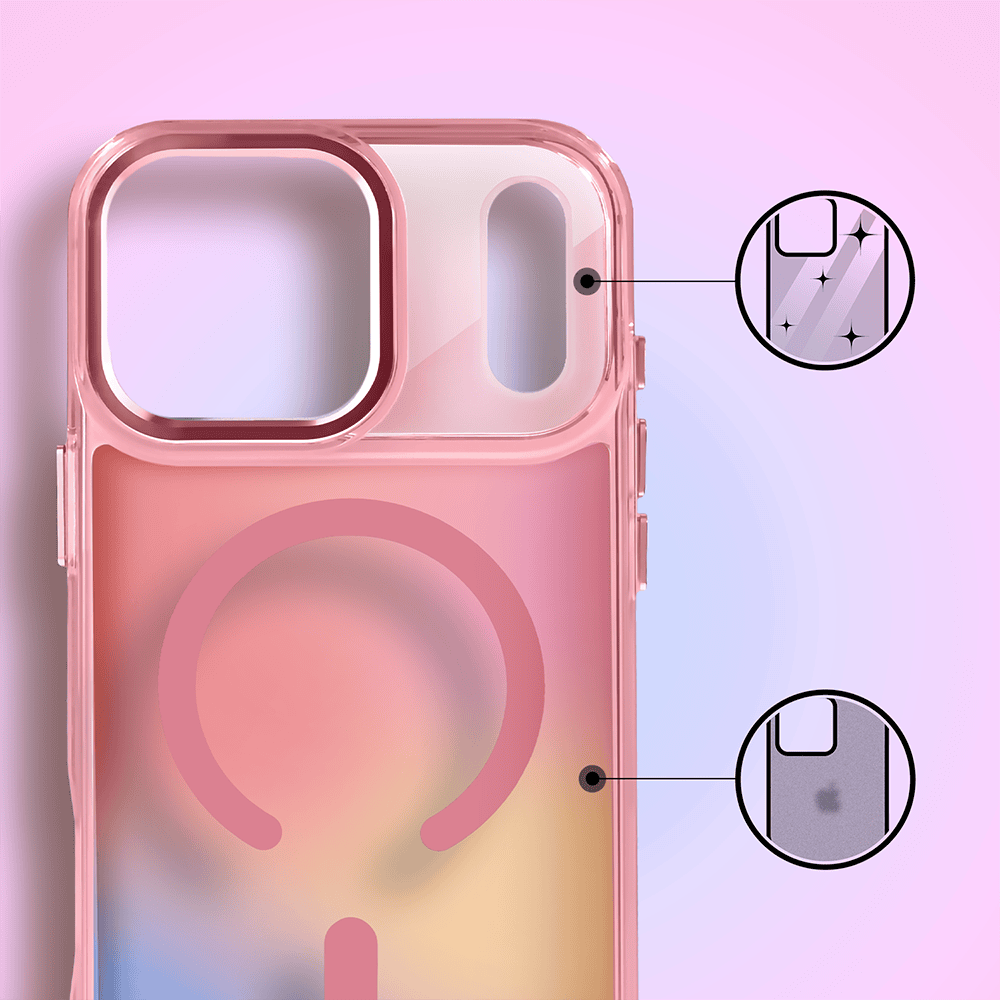 etui do iphone 18 pro max miami vibe z magsafe, zmieniające kolor, różowe