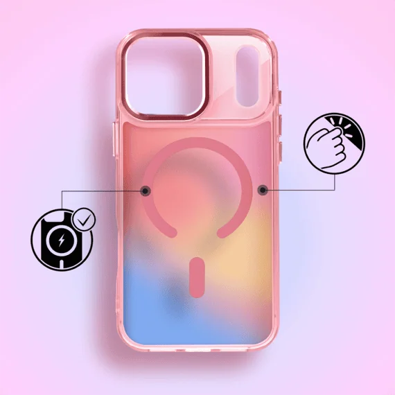 etui do iphone 18 pro max miami vibe z magsafe, zmieniające kolor, różowe