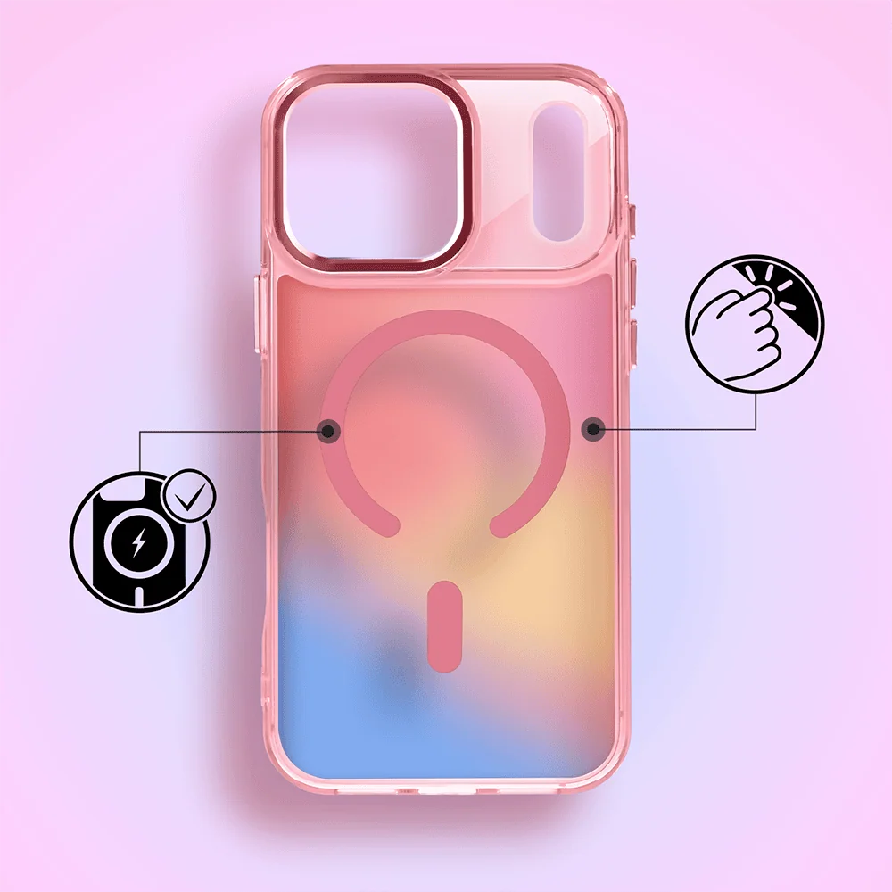 etui do iphone 18 pro max miami vibe z magsafe, zmieniające kolor, różowe