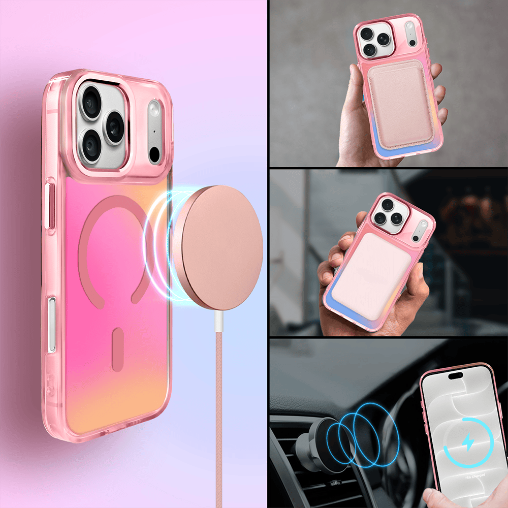 etui do iphone 18 pro max miami vibe z magsafe, zmieniające kolor, różowe