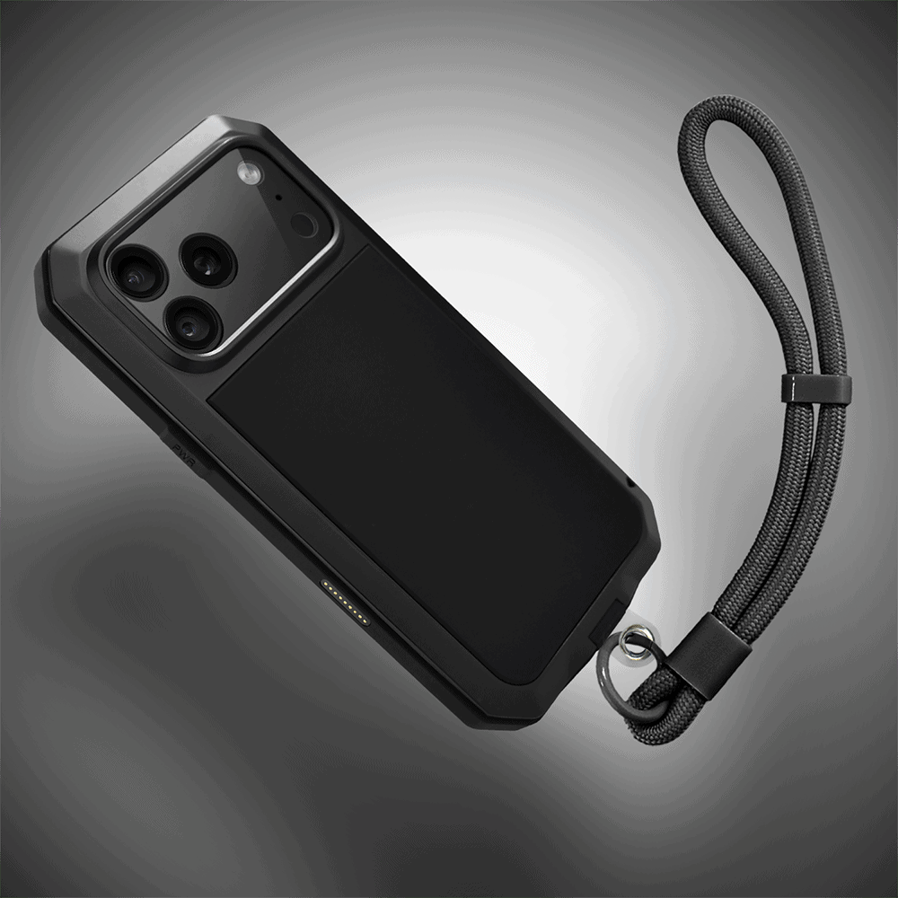 etui do iphone 18 pro panzer max, metalowa, skręcana, pancerna obudowa przód+tył, czarne