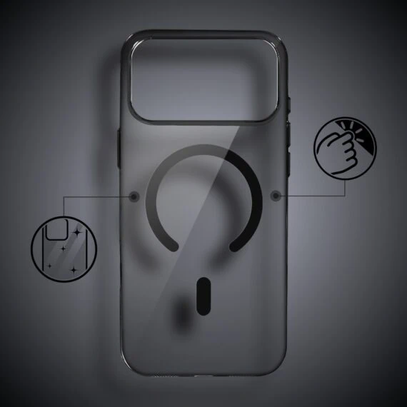 etui do iphone 18 pro max prisma slim z magsafe, cienkie z twardym tyłem, czarne