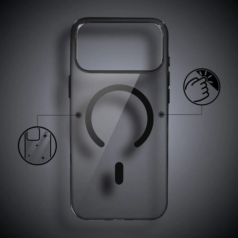 etui do iphone 18 pro max prisma slim z magsafe, cienkie z twardym tyłem, czarne