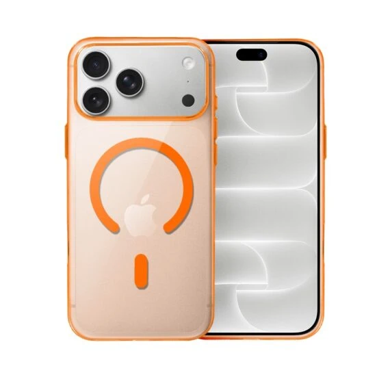 etui do iphone 18 pro max prisma slim z magsafe, cienkie z twardym tyłem, pomarańczowe