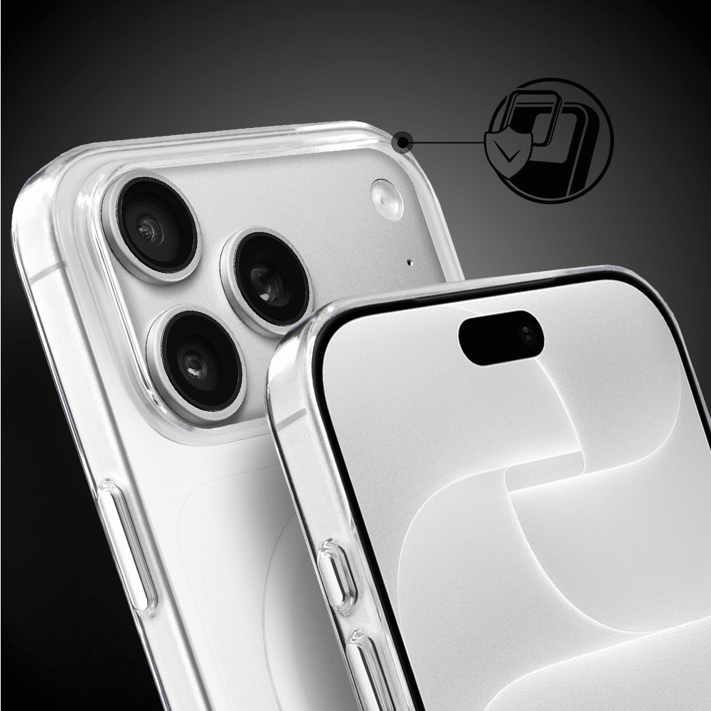etui do iphone 18 pro max prisma slim z magsafe, cienkie z twardym tyłem, przeźroczyste