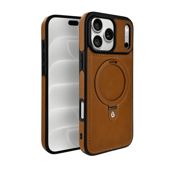 etui do iphone 18 pro max slim leather magsafe stand z podstawką, brązowe
