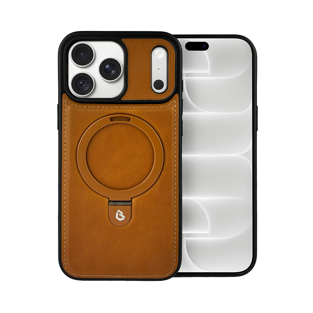 etui do iphone 18 pro max slim leather magsafe stand z podstawką, brązowe