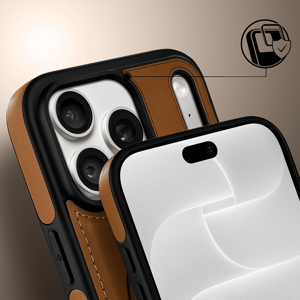 etui do iphone 18 pro max slim leather magsafe stand z podstawką, brązowe
