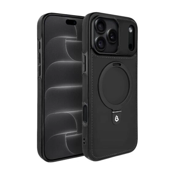 etui do iphone 18 pro max slim leather magsafe stand z podstawką, czarne