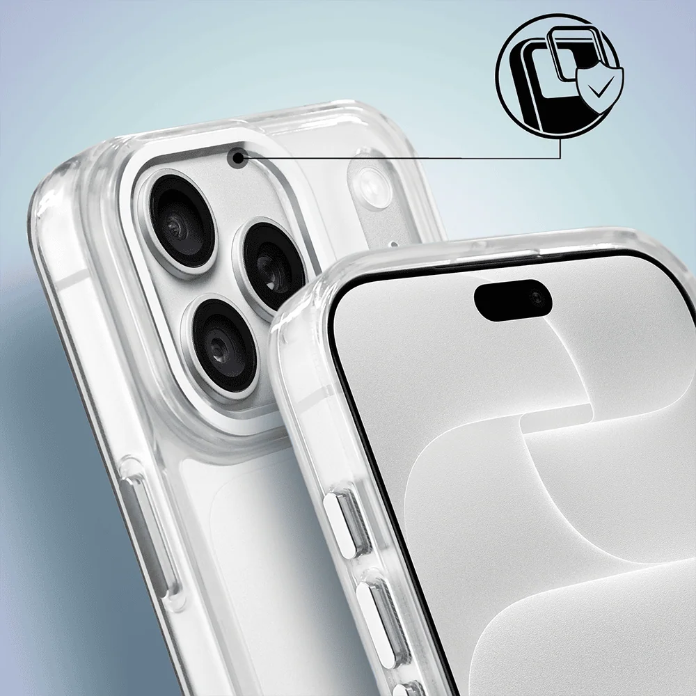 Etui do iPhone 18 Pro Max Super Hybrid, twardy tył, metalowe ozdoby, przeźroczyste (2) etui do iphone 18 pro max super hybrid, twardy tył, metalowe ozdoby, przeźroczyste
