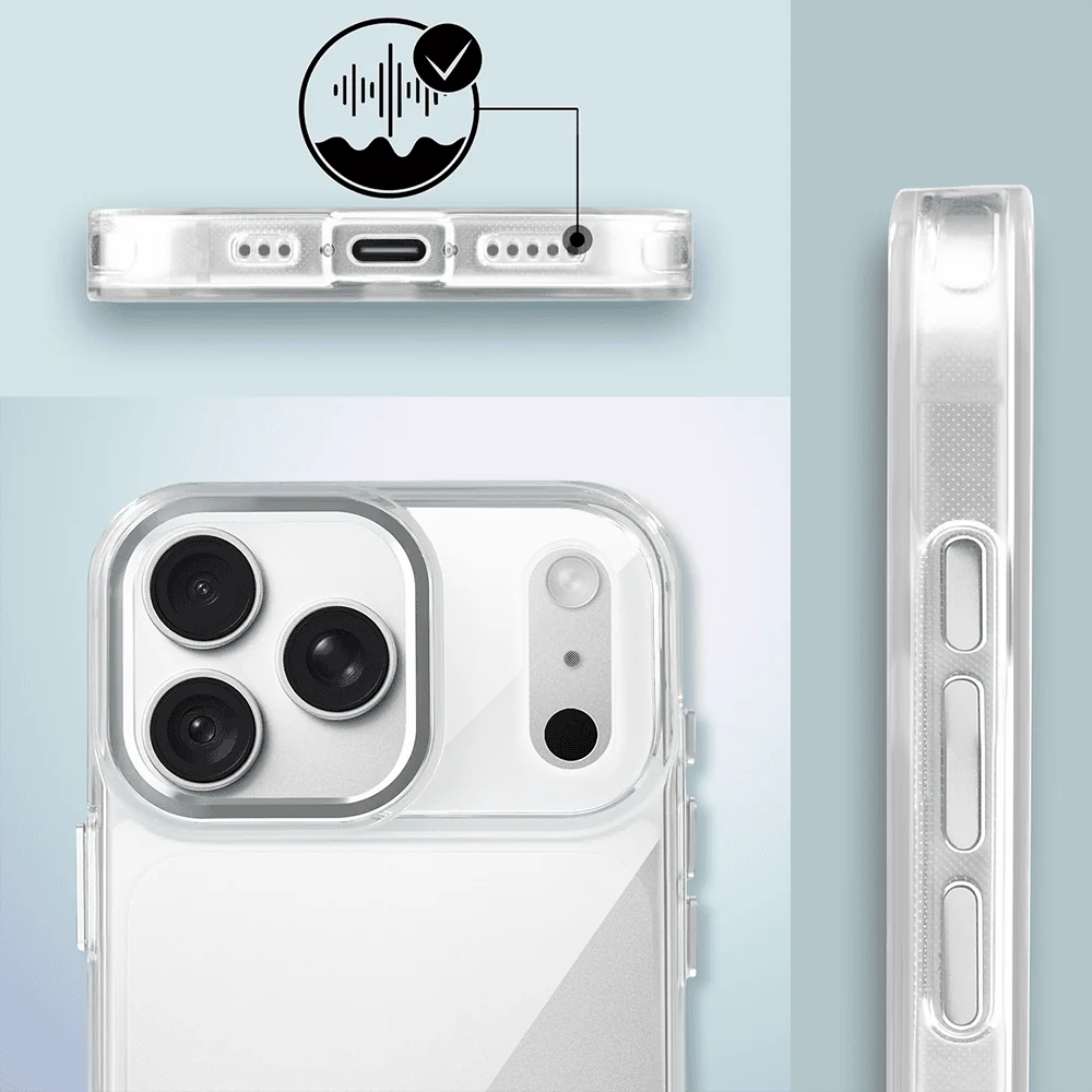 Etui do iPhone 18 Pro Max Super Hybrid, twardy tył, metalowe ozdoby, przeźroczyste (3) etui do iphone 18 pro max super hybrid, twardy tył, metalowe ozdoby, przeźroczyste