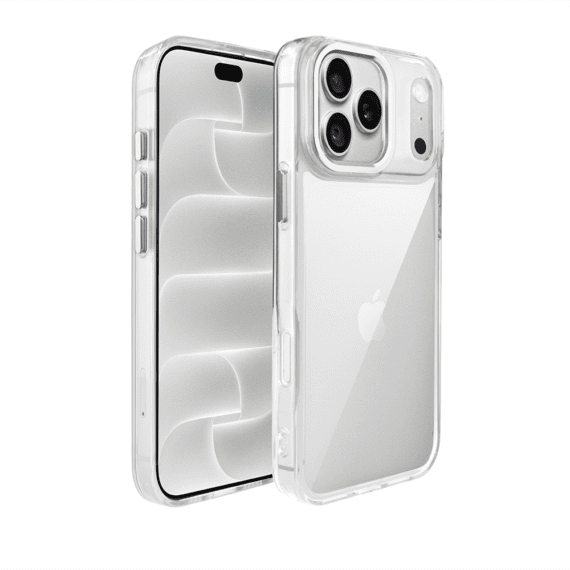 etui do iphone 18 pro max super hybrid, twardy tył, metalowe ozdoby, przeźroczyste