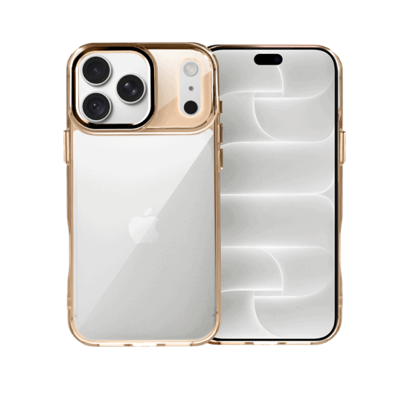etui do iphone 18 pro max super hybrid, twardy tył, metalowe ozdoby, tytan pustynny