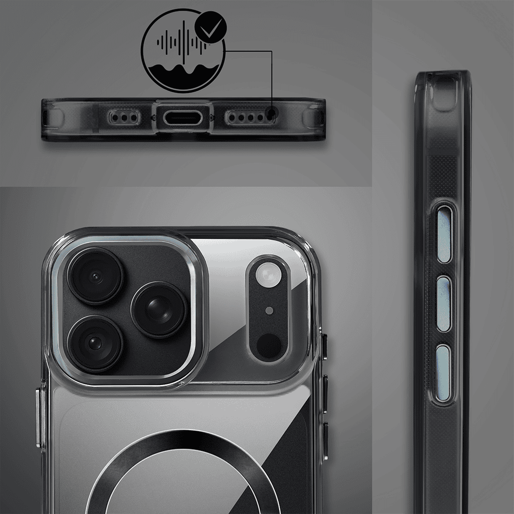 Etui do iPhone 18 Pro Max Super Hybrid z MagSafe, twardy tył, metalowe ozdoby, czarne (5) etui do iphone 18 pro max super hybrid z magsafe, twardy tył, metalowe ozdoby, czarne