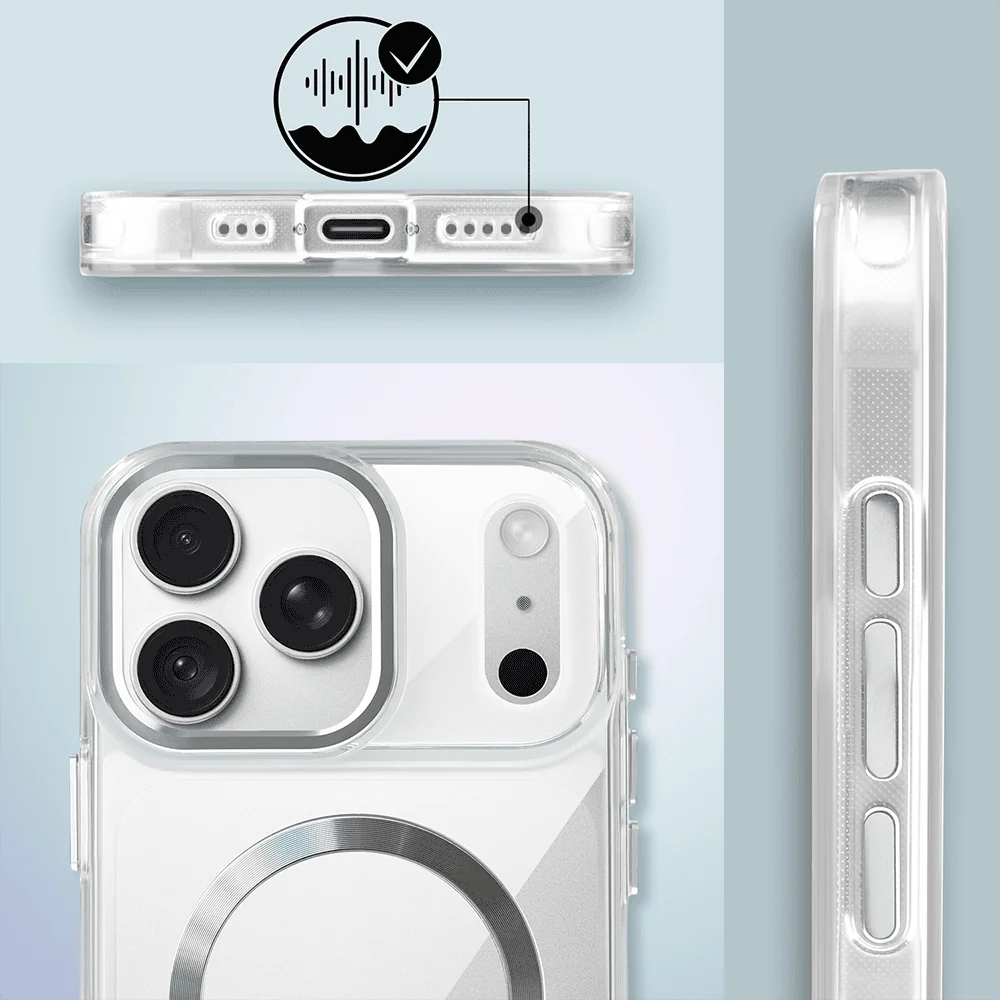Etui do iPhone 18 Pro Max Super Hybrid z MagSafe, twardy tył, metalowe ozdoby, srebrne (2) etui do iphone 18 pro max super hybrid z magsafe, twardy tył, metalowe ozdoby, srebrne
