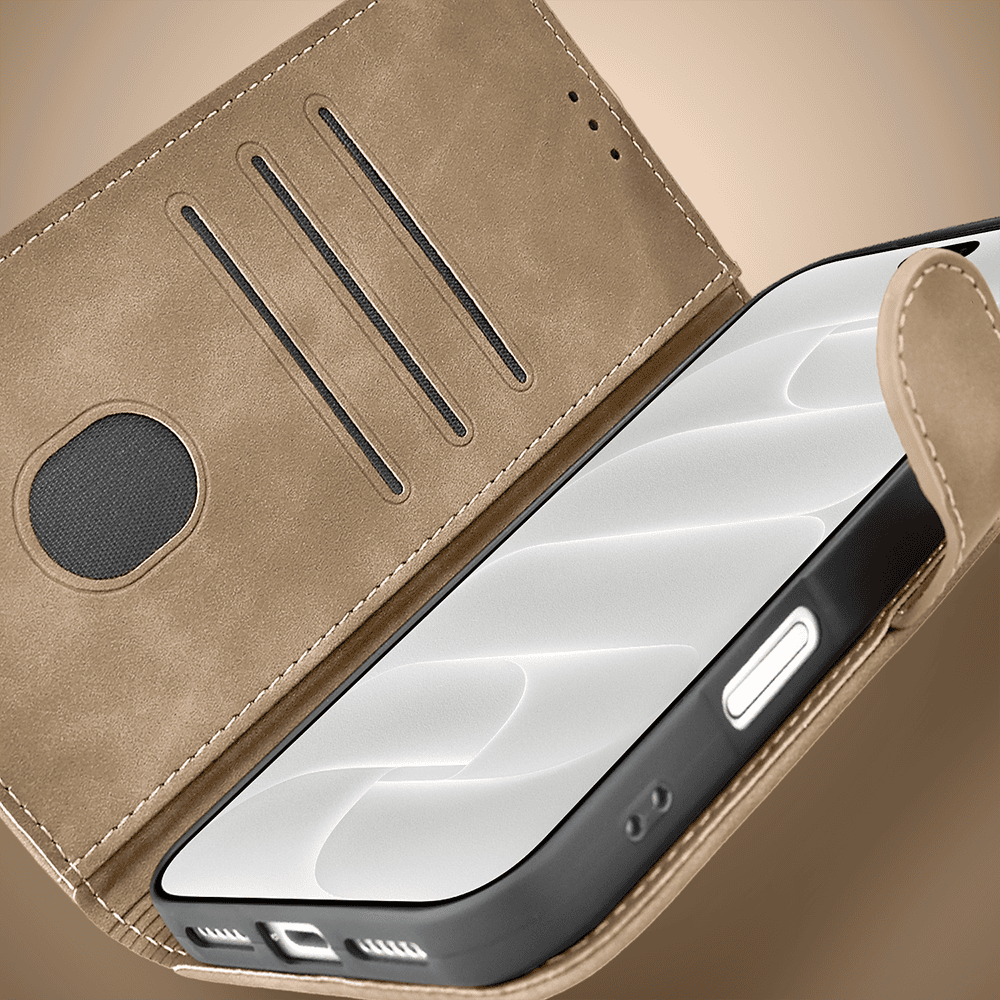 etui do iphone 18 pro max książkowe velvet touch, aksamitne, typu książka, z klapką, zamykane, beżowe