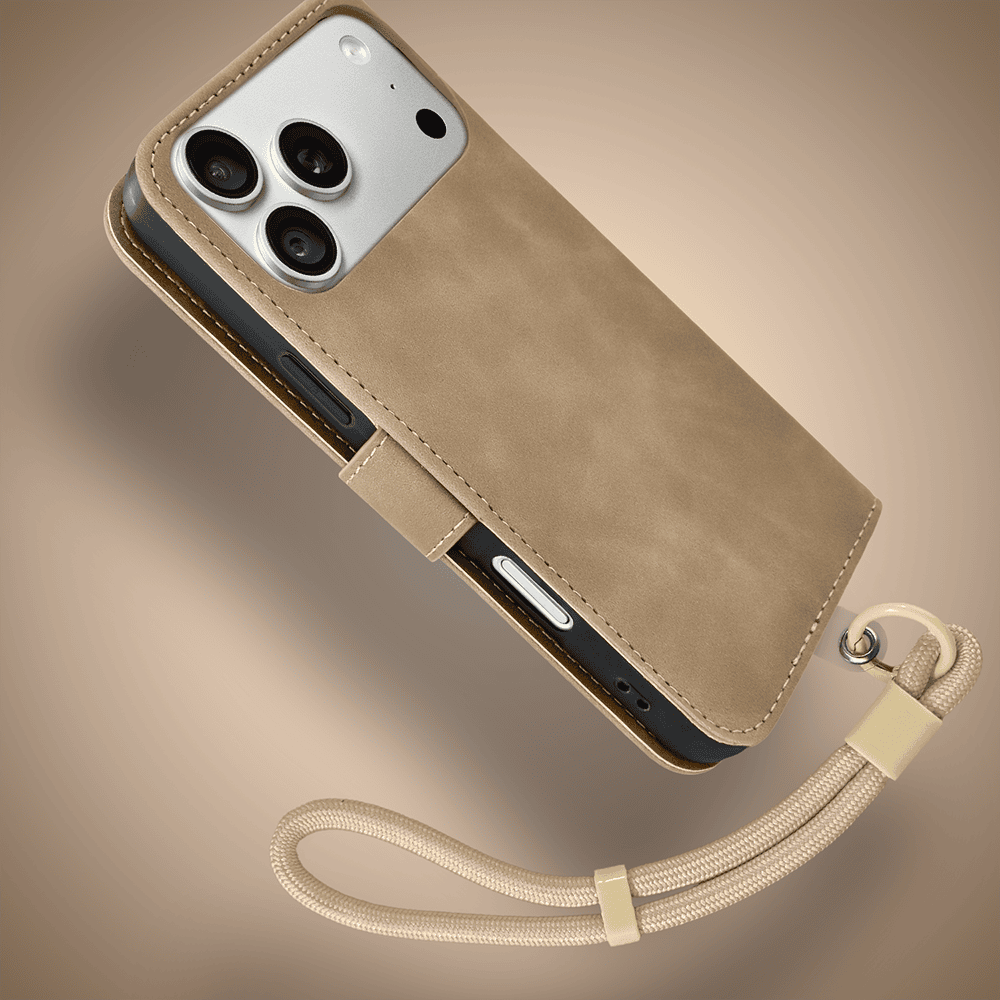 etui do iphone 18 pro max książkowe velvet touch, aksamitne, typu książka, z klapką, zamykane, beżowe