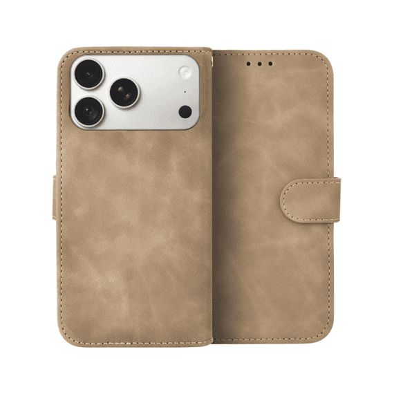 etui do iphone 18 pro max książkowe velvet touch, aksamitne, typu książka, z klapką, zamykane, beżowe