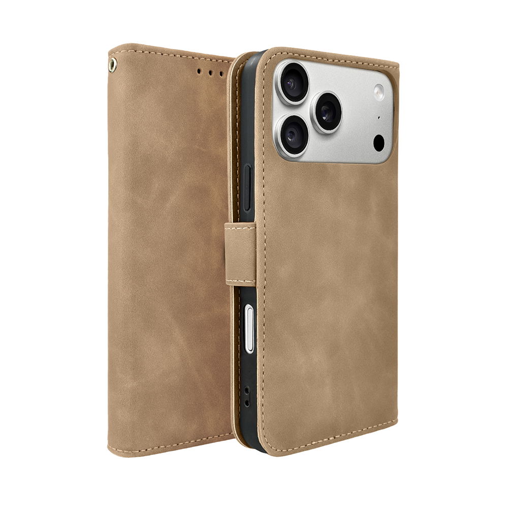 etui do iphone 18 pro max książkowe velvet touch, aksamitne, typu książka, z klapką, zamykane, beżowe