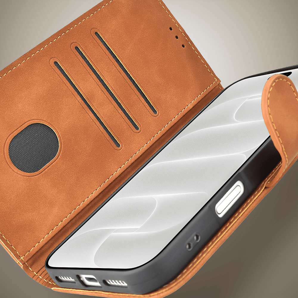 etui do iphone 18 pro max książkowe velvet touch, aksamitne, typu książka, z klapką, zamykane, brązowe
