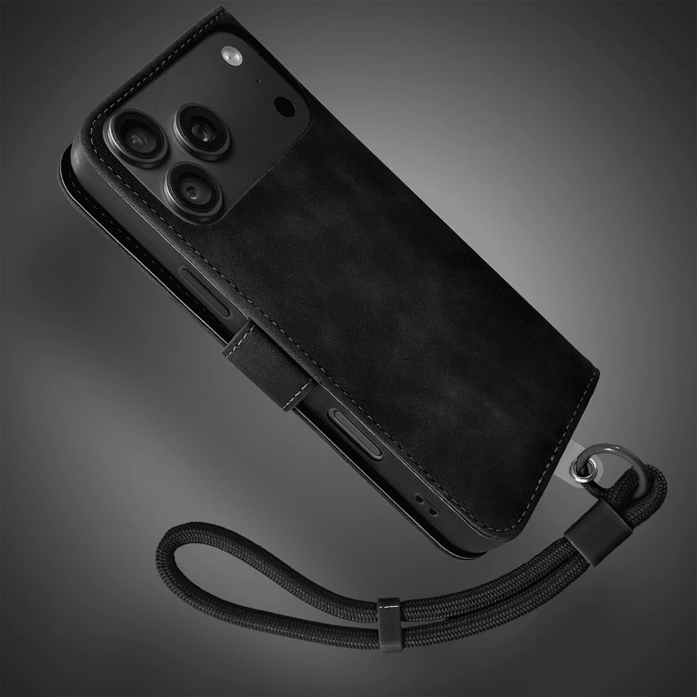 etui do iphone 18 pro max książkowe velvet touch, aksamitne, typu książka, z klapką, zamykane, czarne