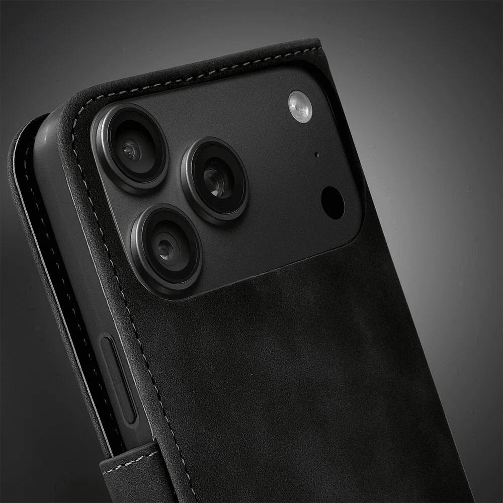 etui do iphone 18 pro max książkowe velvet touch, aksamitne, typu książka, z klapką, zamykane, czarne
