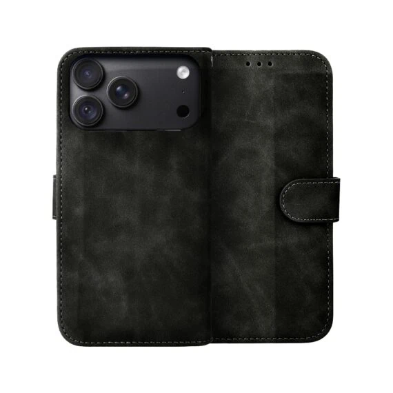 etui do iphone 18 pro max książkowe velvet touch, aksamitne, typu książka, z klapką, zamykane, czarne