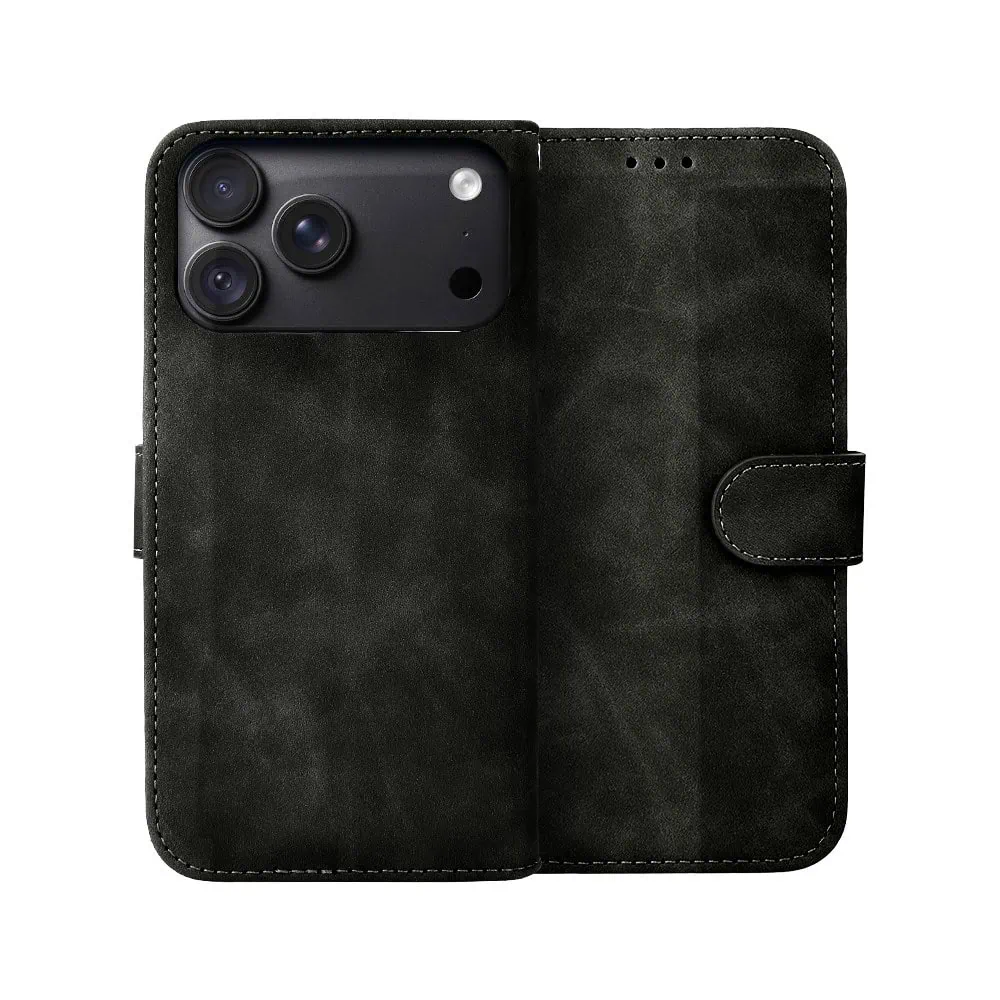 etui do iphone 18 pro max książkowe velvet touch, aksamitne, typu książka, z klapką, zamykane, czarne