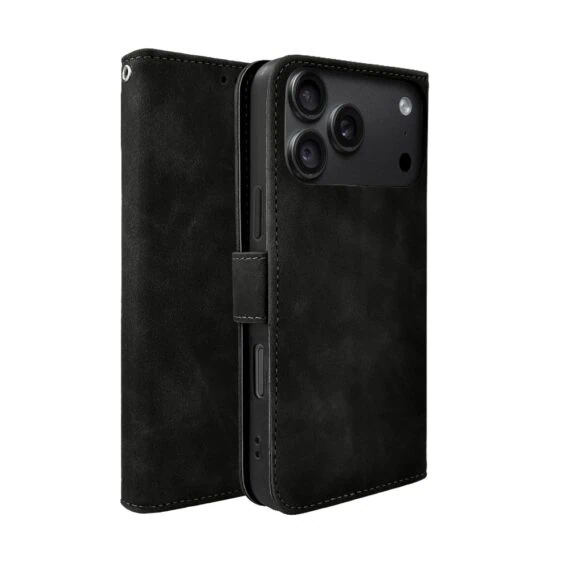 etui do iphone 18 pro max książkowe velvet touch, aksamitne, typu książka, z klapką, zamykane, czarne