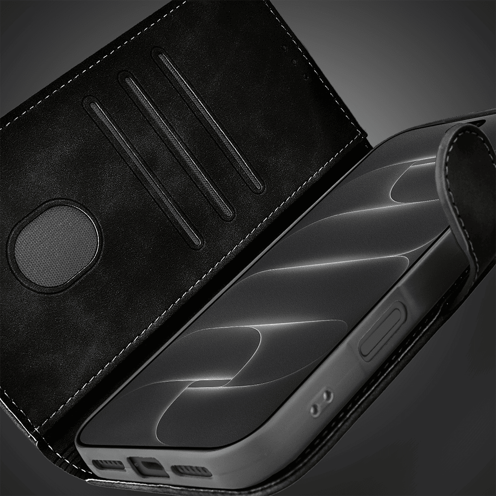 etui do iphone 18 pro max książkowe velvet touch, aksamitne, typu książka, z klapką, zamykane, czarne