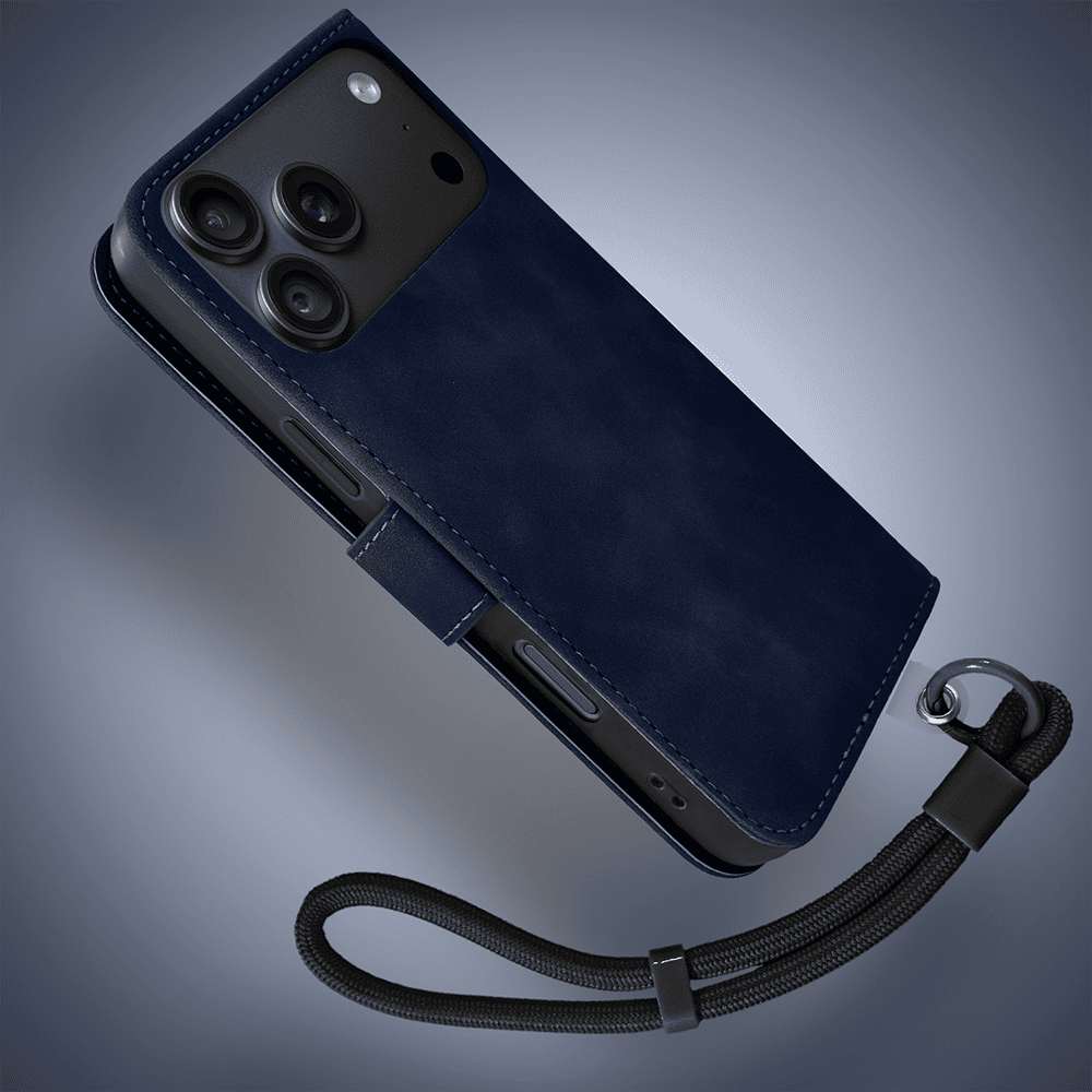 etui do iphone 18 pro max książkowe velvet touch, aksamitne, typu książka, z klapką, zamykane, granatowe