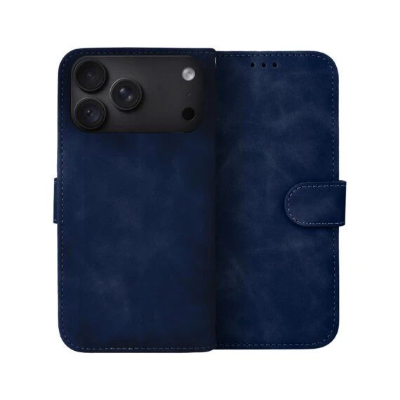 etui do iphone 18 pro max książkowe velvet touch, aksamitne, typu książka, z klapką, zamykane, granatowe