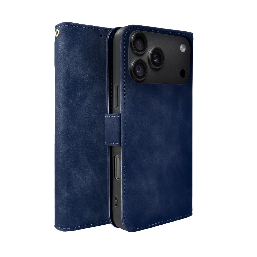 etui do iphone 18 pro max książkowe velvet touch, aksamitne, typu książka, z klapką, zamykane, granatowe