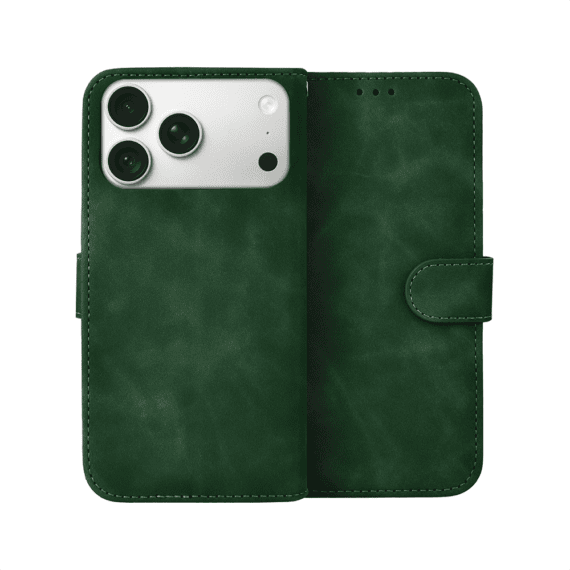 etui do iphone 18 pro max książkowe velvet touch, aksamitne, typu książka, z klapką, zamykane, zielone