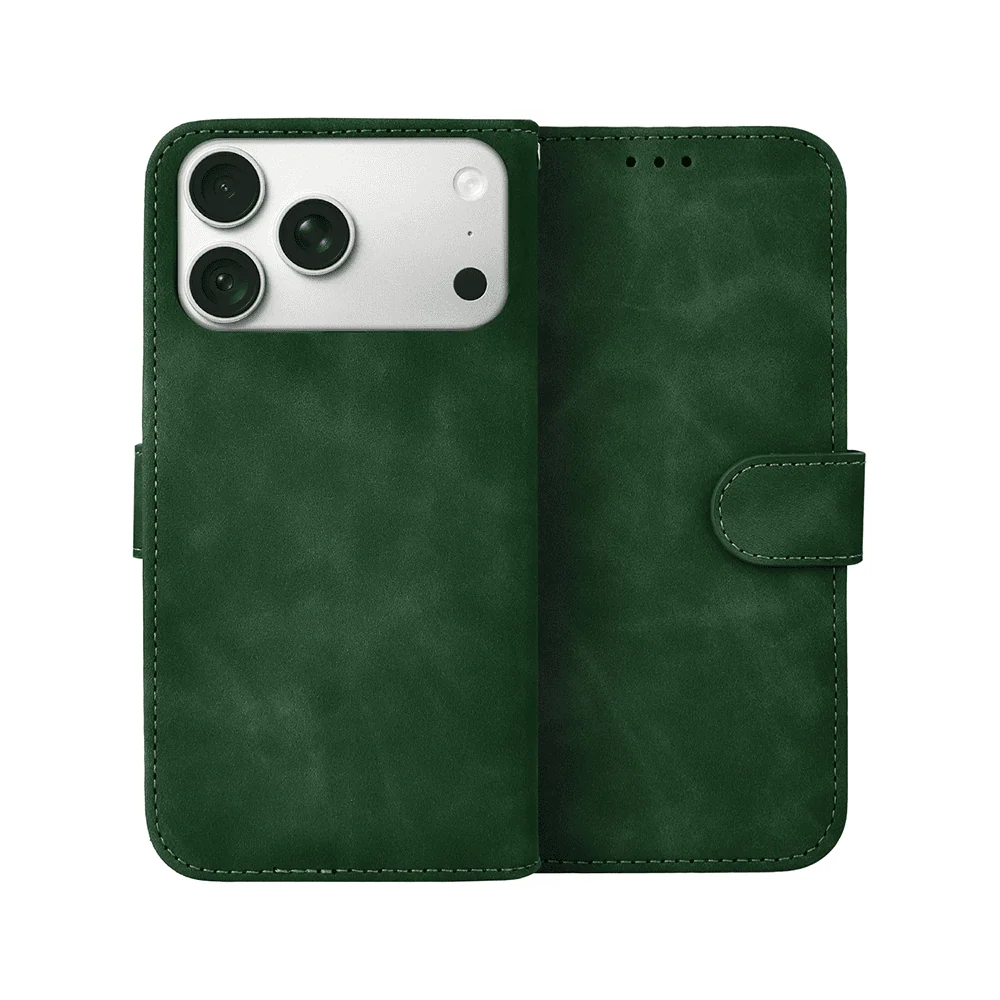 etui do iphone 18 pro max książkowe velvet touch, aksamitne, typu książka, z klapką, zamykane, zielone