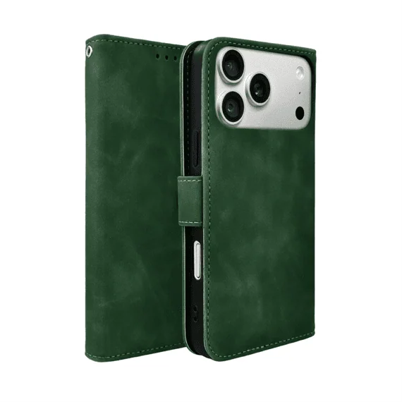 etui do iphone 18 pro max książkowe velvet touch, aksamitne, typu książka, z klapką, zamykane, zielone