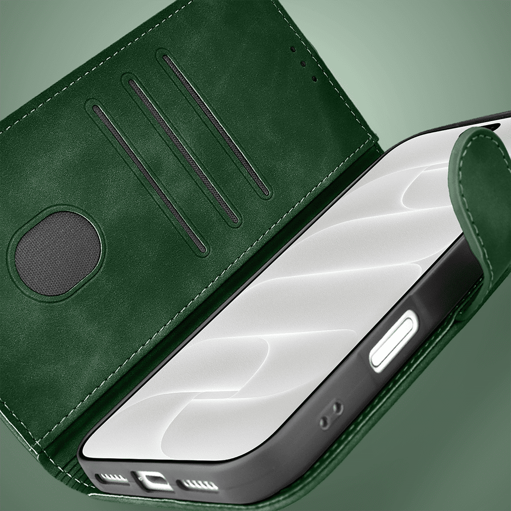 etui do iphone 18 pro max książkowe velvet touch, aksamitne, typu książka, z klapką, zamykane, zielone
