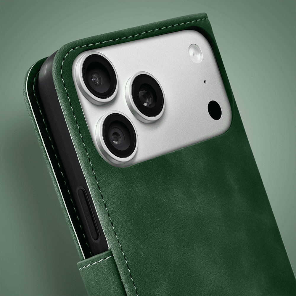 etui do iphone 18 pro max książkowe velvet touch, aksamitne, typu książka, z klapką, zamykane, zielone